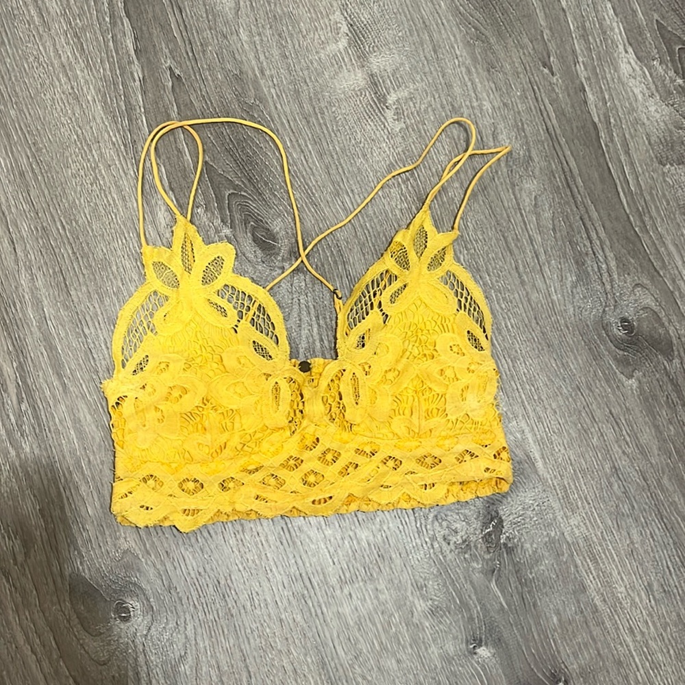 Free people lace bralette top yellow